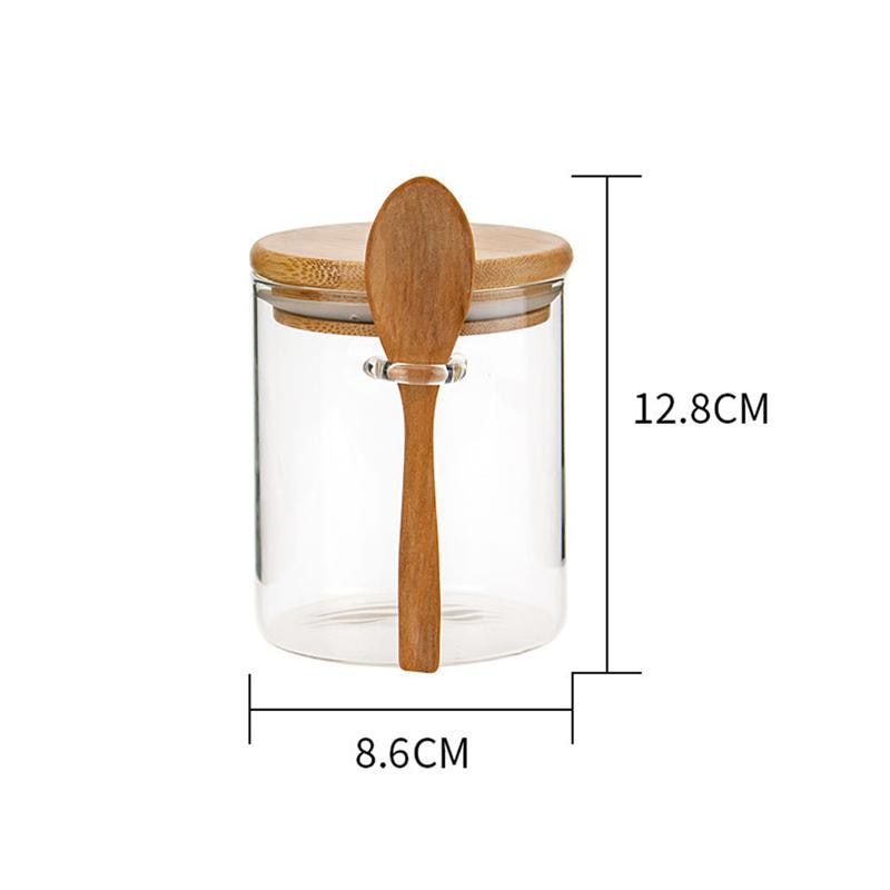 Kitchen Glass Jar With Bamboo Lid Sealing Storage Jar Food Storage Sealing Jar With Spoon Vy's Authentic Shoppe