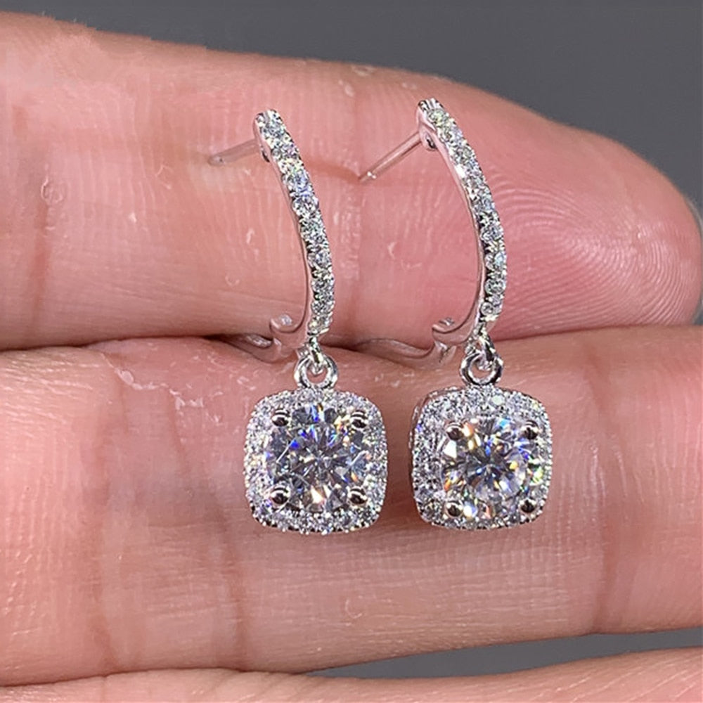 Huitan New Trendy Square Shape Drop Earrings Brilliant Bridal Engagement Wedding Jewelry Elegant Female Dangle Earring Nice Gift Vy's Authentic Shoppe
