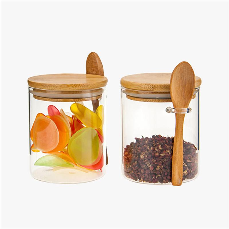 Kitchen Glass Jar With Bamboo Lid Sealing Storage Jar Food Storage Sealing Jar With Spoon Vy's Authentic Shoppe