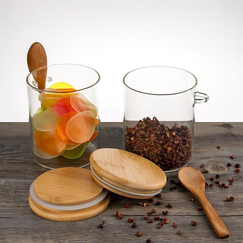 Kitchen Glass Jar With Bamboo Lid Sealing Storage Jar Food Storage Sealing Jar With Spoon Vy's Authentic Shoppe