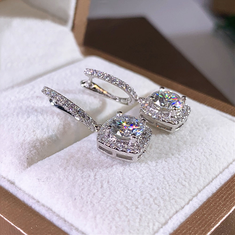 Huitan New Trendy Square Shape Drop Earrings Brilliant Bridal Engagement Wedding Jewelry Elegant Female Dangle Earring Nice Gift Vy's Authentic Shoppe