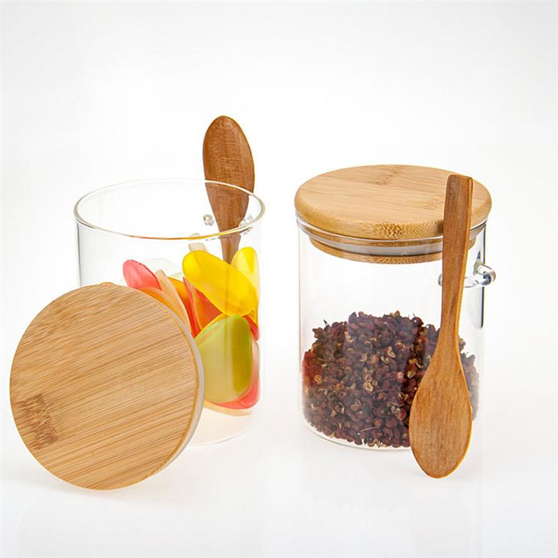 Kitchen Glass Jar With Bamboo Lid Sealing Storage Jar Food Storage Sealing Jar With Spoon Vy's Authentic Shoppe