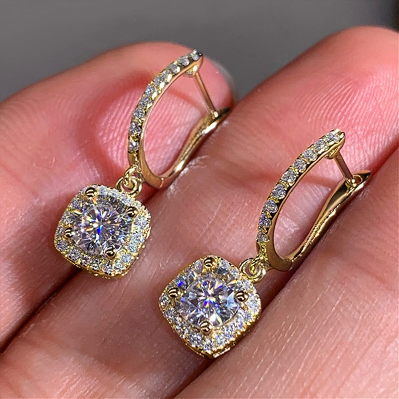 Huitan New Trendy Square Shape Drop Earrings Brilliant Bridal Engagement Wedding Jewelry Elegant Female Dangle Earring Nice Gift Vy's Authentic Shoppe
