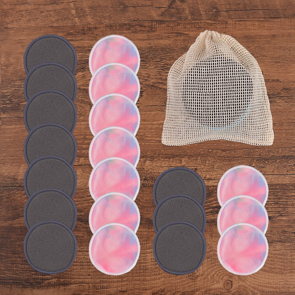 20Piece/Pack Makeup Remover Pads Washable Rounds Cleaning Cotton Reusable Facial Make Up Removal Pads Tool Matching Mesh Bag Vy's Authentic Shoppe