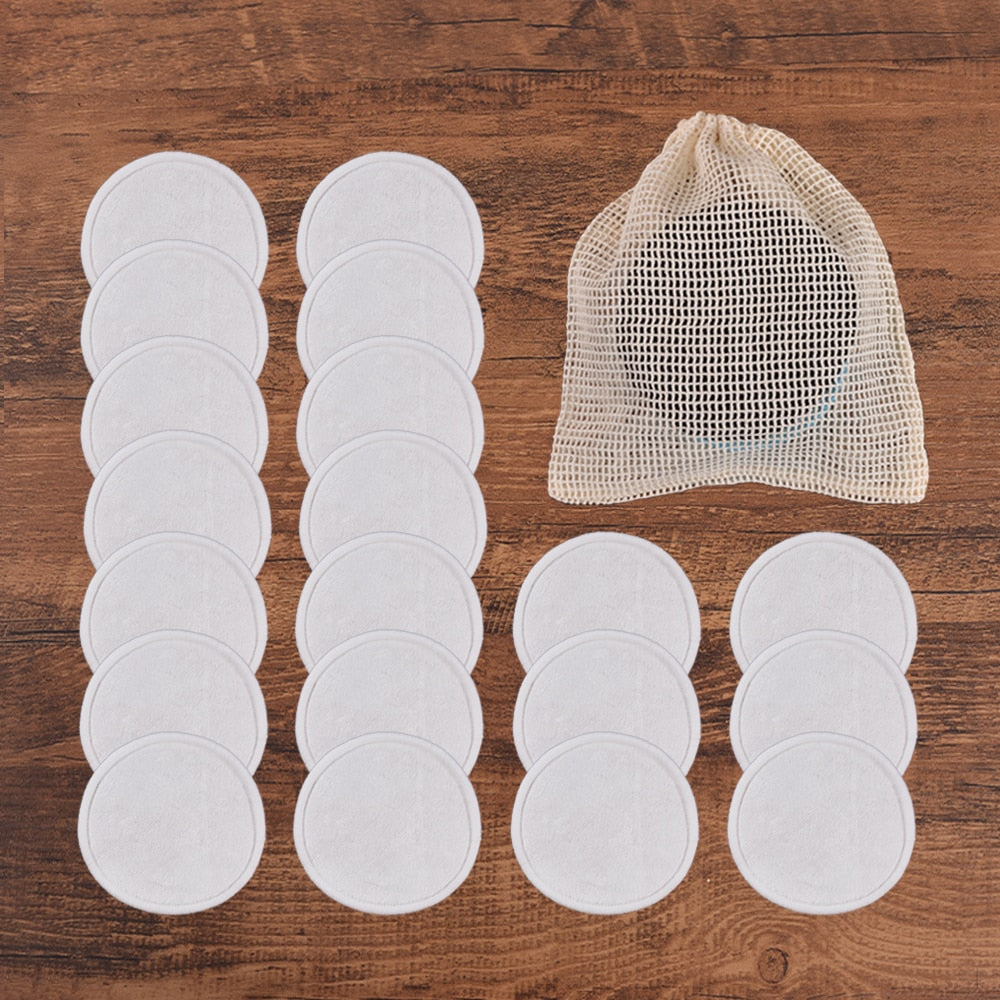 20Piece/Pack Makeup Remover Pads Washable Rounds Cleaning Cotton Reusable Facial Make Up Removal Pads Tool Matching Mesh Bag Vy's Authentic Shoppe