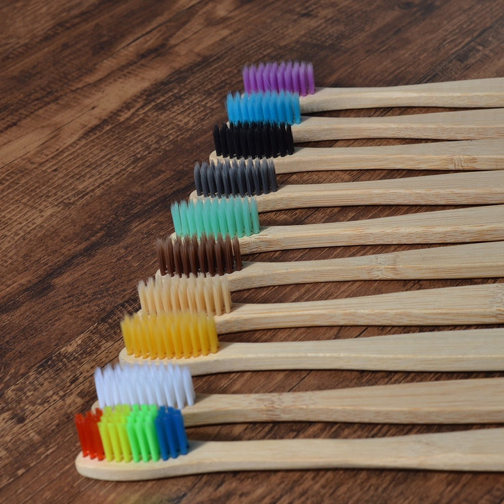 10PCS Colorful Toothbrush Natural Bamboo Tooth Brush Set Soft Bristle Charcoal Teeth Eco Bamboo Toothbrushes Dental Oral Care Vy's Authentic Shoppe