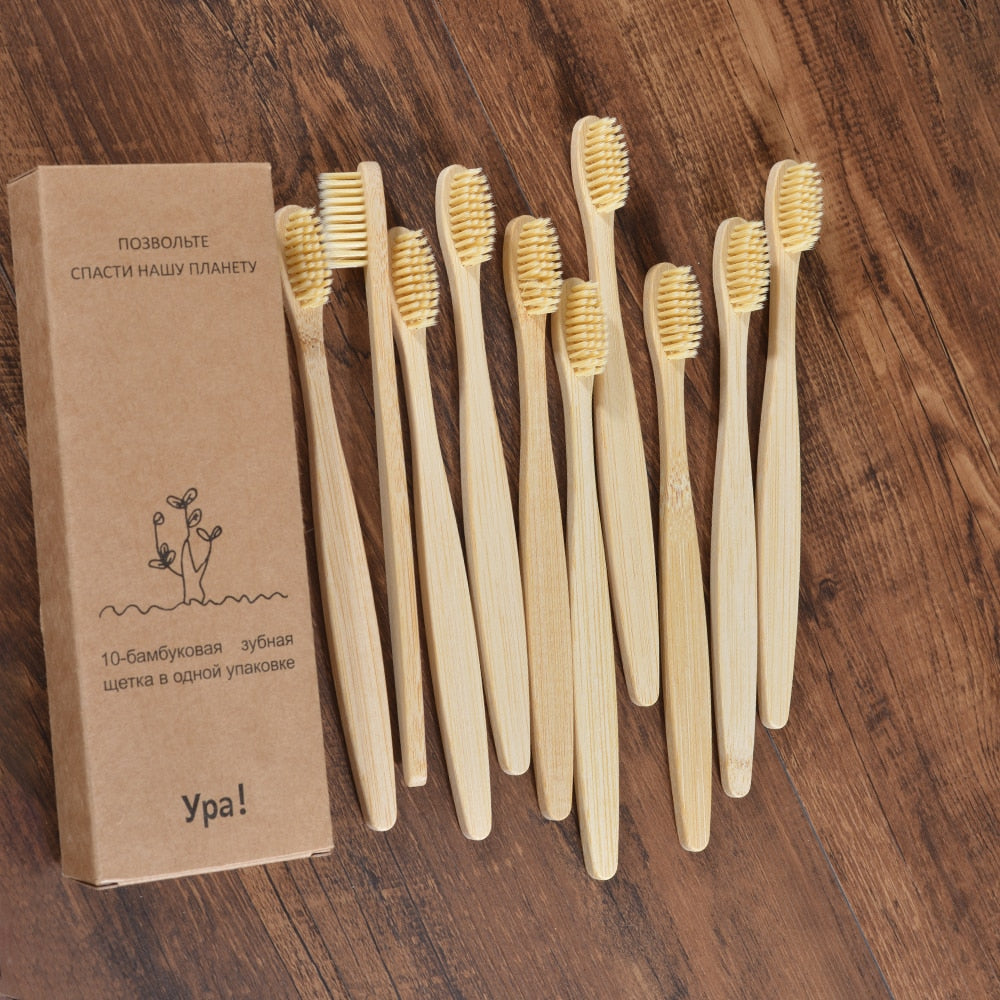 10PCS Colorful Toothbrush Natural Bamboo Tooth Brush Set Soft Bristle Charcoal Teeth Eco Bamboo Toothbrushes Dental Oral Care Vy's Authentic Shoppe