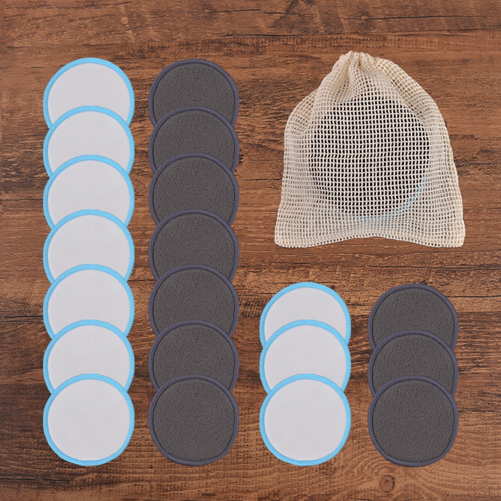 20Piece/Pack Makeup Remover Pads Washable Rounds Cleaning Cotton Reusable Facial Make Up Removal Pads Tool Matching Mesh Bag Vy's Authentic Shoppe