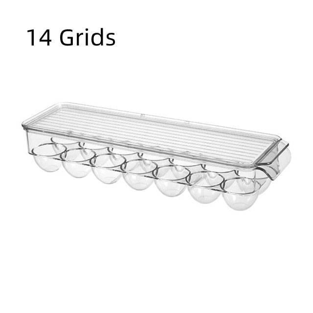 Transparent Egg Storage Box Egg Tray Containers Kitchen Refrigerator Organizer Eggs Dispenser Fresh Preservation 12/14/21 Grids Vy's Authentic Shoppe