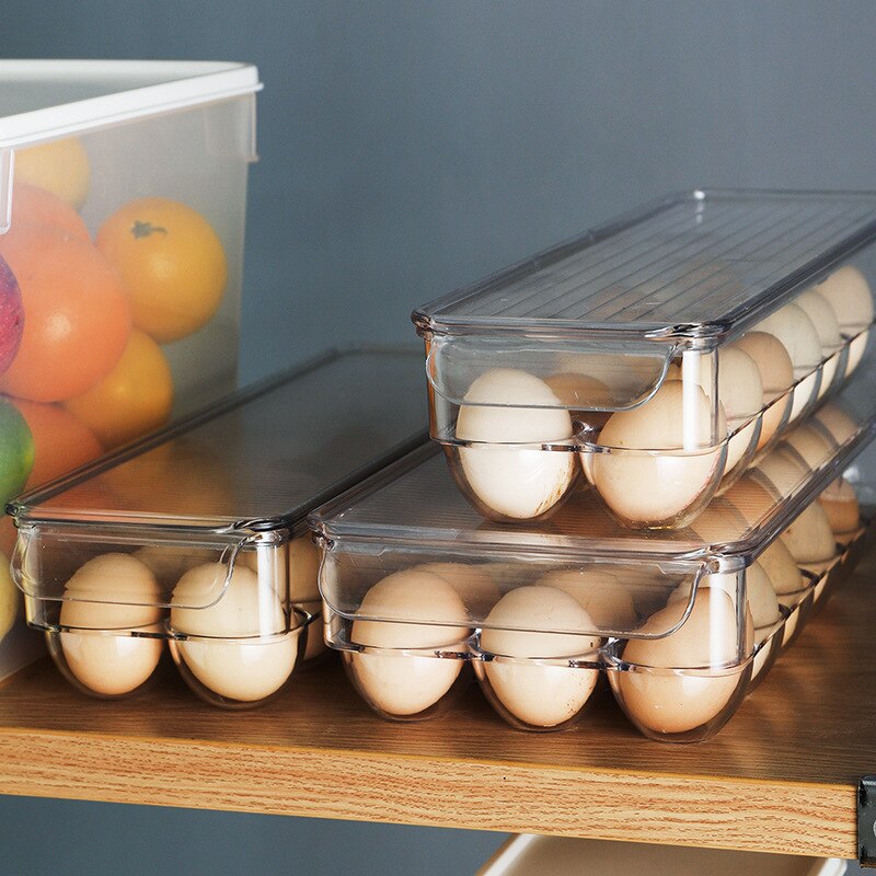 Transparent Egg Storage Box Egg Tray Containers Kitchen Refrigerator Organizer Eggs Dispenser Fresh Preservation 12/14/21 Grids Vy's Authentic Shoppe