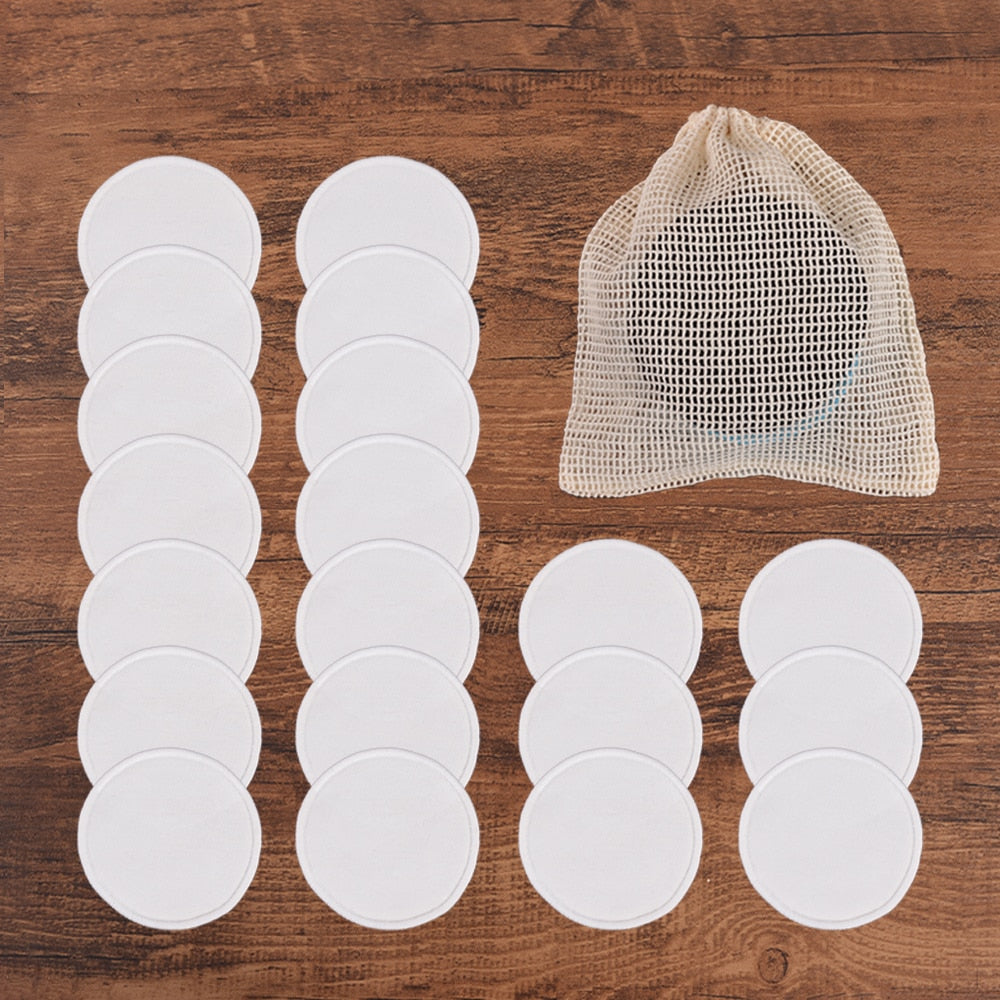 20Piece/Pack Makeup Remover Pads Washable Rounds Cleaning Cotton Reusable Facial Make Up Removal Pads Tool Matching Mesh Bag Vy's Authentic Shoppe