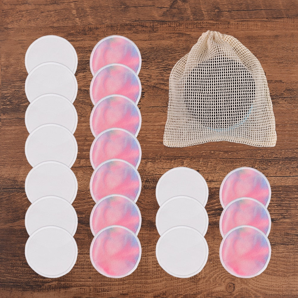 20Piece/Pack Makeup Remover Pads Washable Rounds Cleaning Cotton Reusable Facial Make Up Removal Pads Tool Matching Mesh Bag Vy's Authentic Shoppe