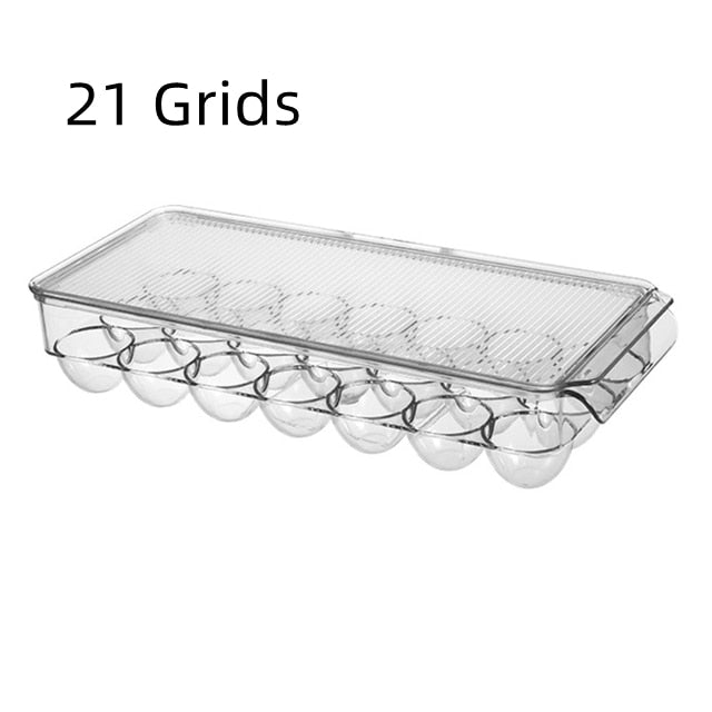 Transparent Egg Storage Box Egg Tray Containers Kitchen Refrigerator Organizer Eggs Dispenser Fresh Preservation 12/14/21 Grids Vy's Authentic Shoppe
