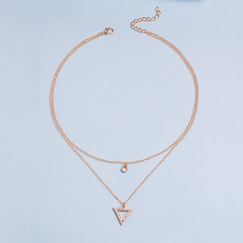 YWZIXLN Trend Elegant Jewelry Crystal Triangle Pendant Necklace Golden Color Unquie Women Fashion Necklace Wholesale N0310 Vy's Authentic Shoppe