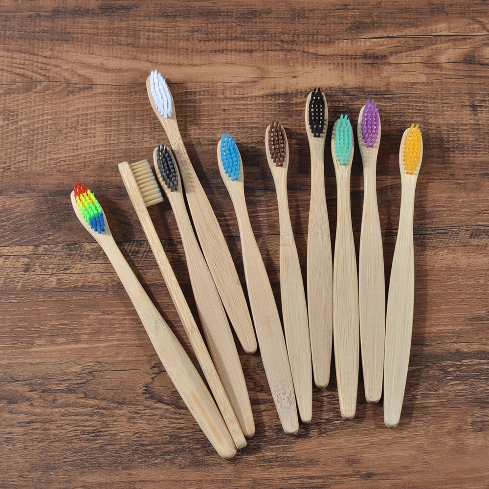 10PCS Colorful Toothbrush Natural Bamboo Tooth Brush Set Soft Bristle Charcoal Teeth Eco Bamboo Toothbrushes Dental Oral Care Vy's Authentic Shoppe