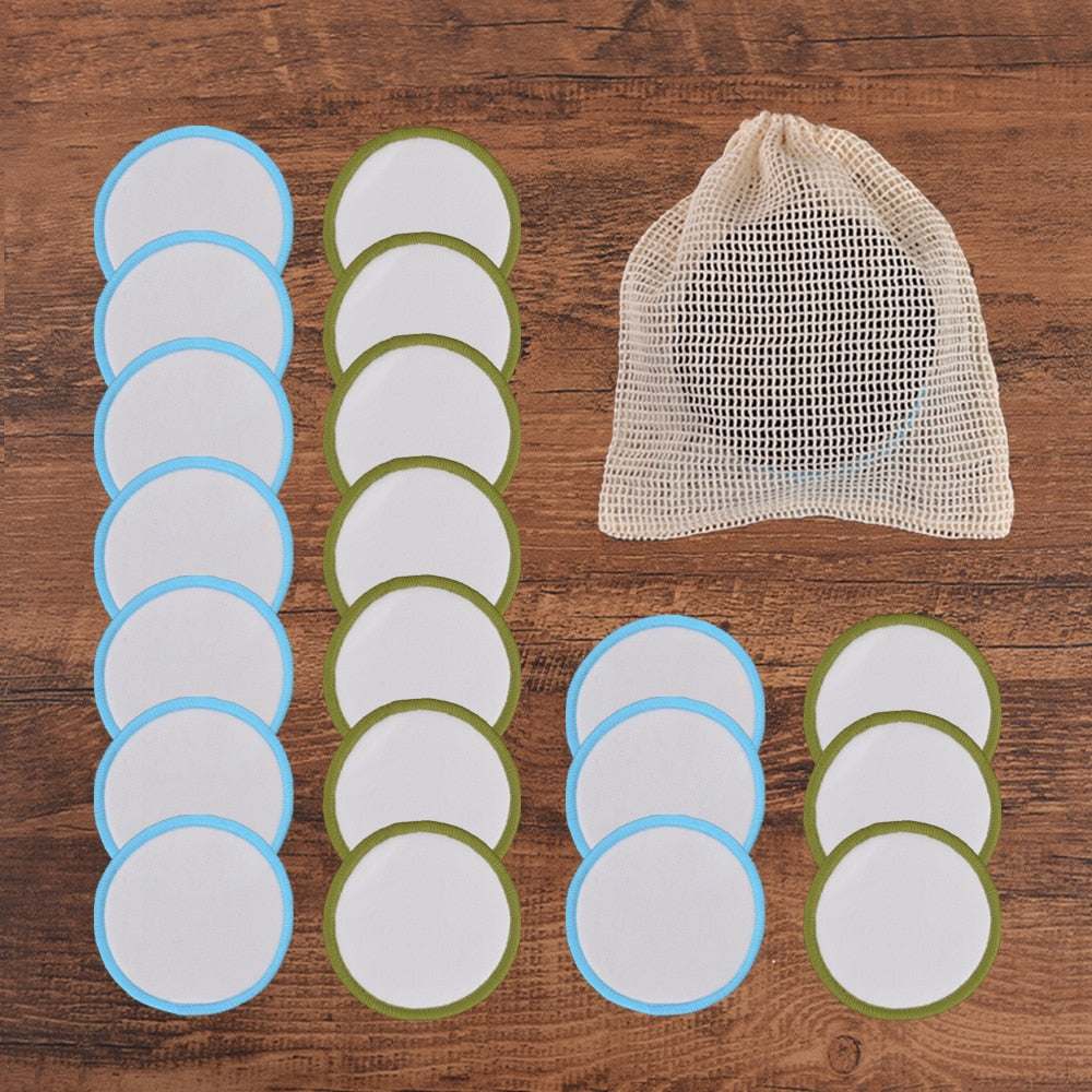 20Piece/Pack Makeup Remover Pads Washable Rounds Cleaning Cotton Reusable Facial Make Up Removal Pads Tool Matching Mesh Bag Vy's Authentic Shoppe