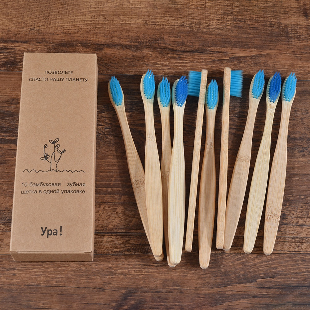 10PCS Colorful Toothbrush Natural Bamboo Tooth Brush Set Soft Bristle Charcoal Teeth Eco Bamboo Toothbrushes Dental Oral Care Vy's Authentic Shoppe