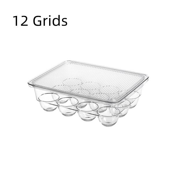 Transparent Egg Storage Box Egg Tray Containers Kitchen Refrigerator Organizer Eggs Dispenser Fresh Preservation 12/14/21 Grids Vy's Authentic Shoppe