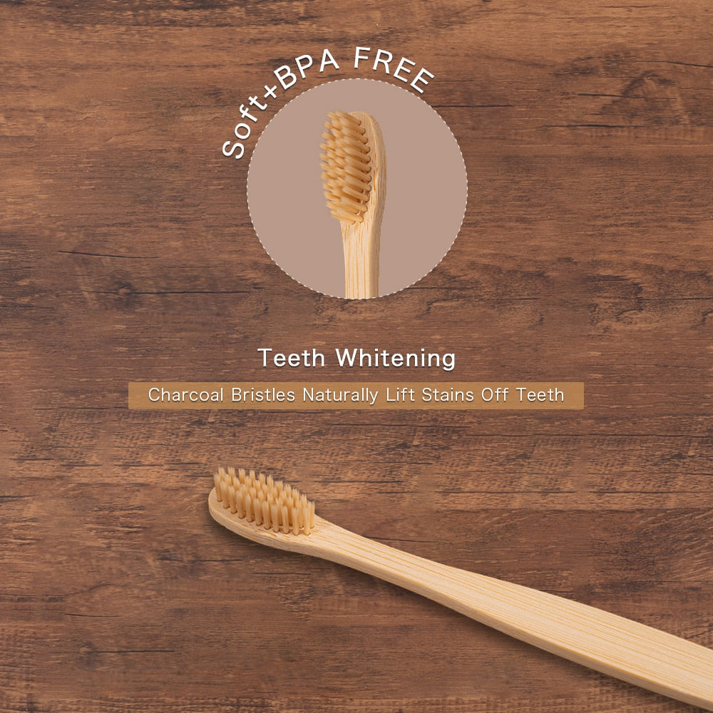 10PCS Colorful Toothbrush Natural Bamboo Tooth Brush Set Soft Bristle Charcoal Teeth Eco Bamboo Toothbrushes Dental Oral Care Vy's Authentic Shoppe