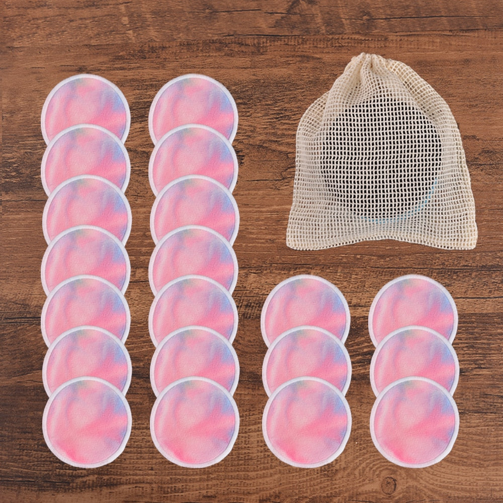 20Piece/Pack Makeup Remover Pads Washable Rounds Cleaning Cotton Reusable Facial Make Up Removal Pads Tool Matching Mesh Bag Vy's Authentic Shoppe