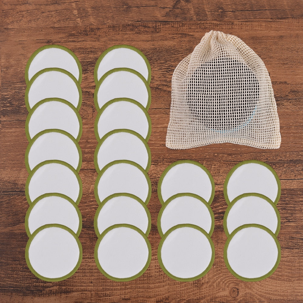 20Piece/Pack Makeup Remover Pads Washable Rounds Cleaning Cotton Reusable Facial Make Up Removal Pads Tool Matching Mesh Bag Vy's Authentic Shoppe