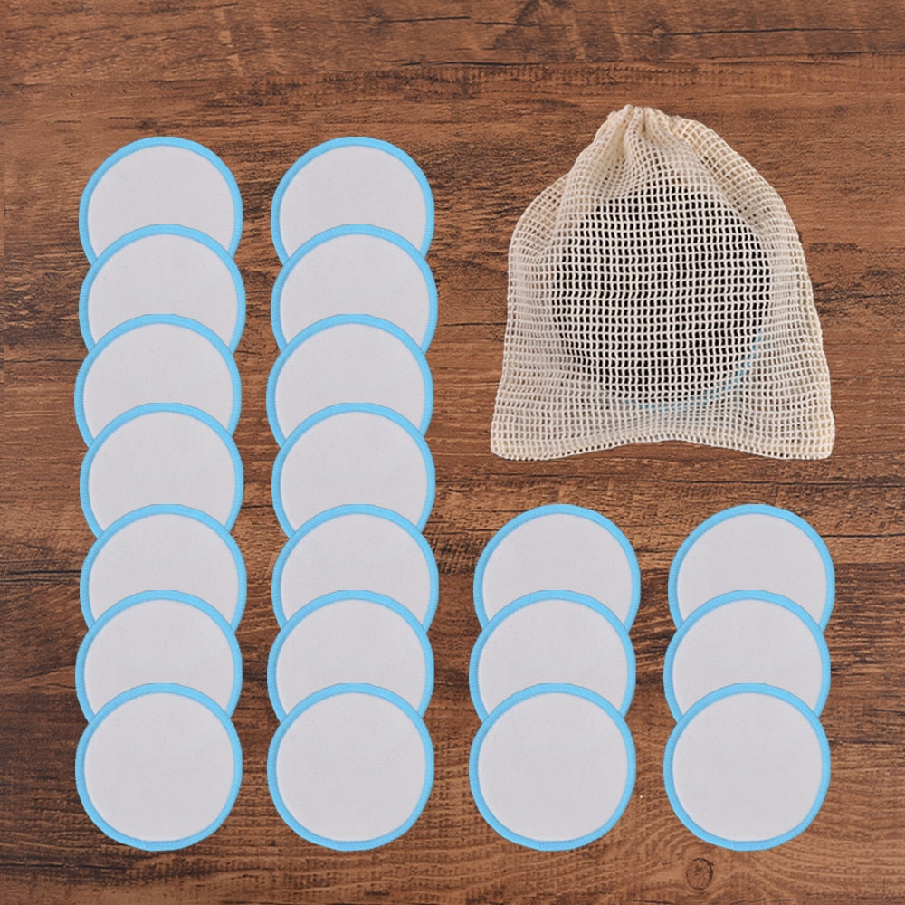 20Piece/Pack Makeup Remover Pads Washable Rounds Cleaning Cotton Reusable Facial Make Up Removal Pads Tool Matching Mesh Bag Vy's Authentic Shoppe