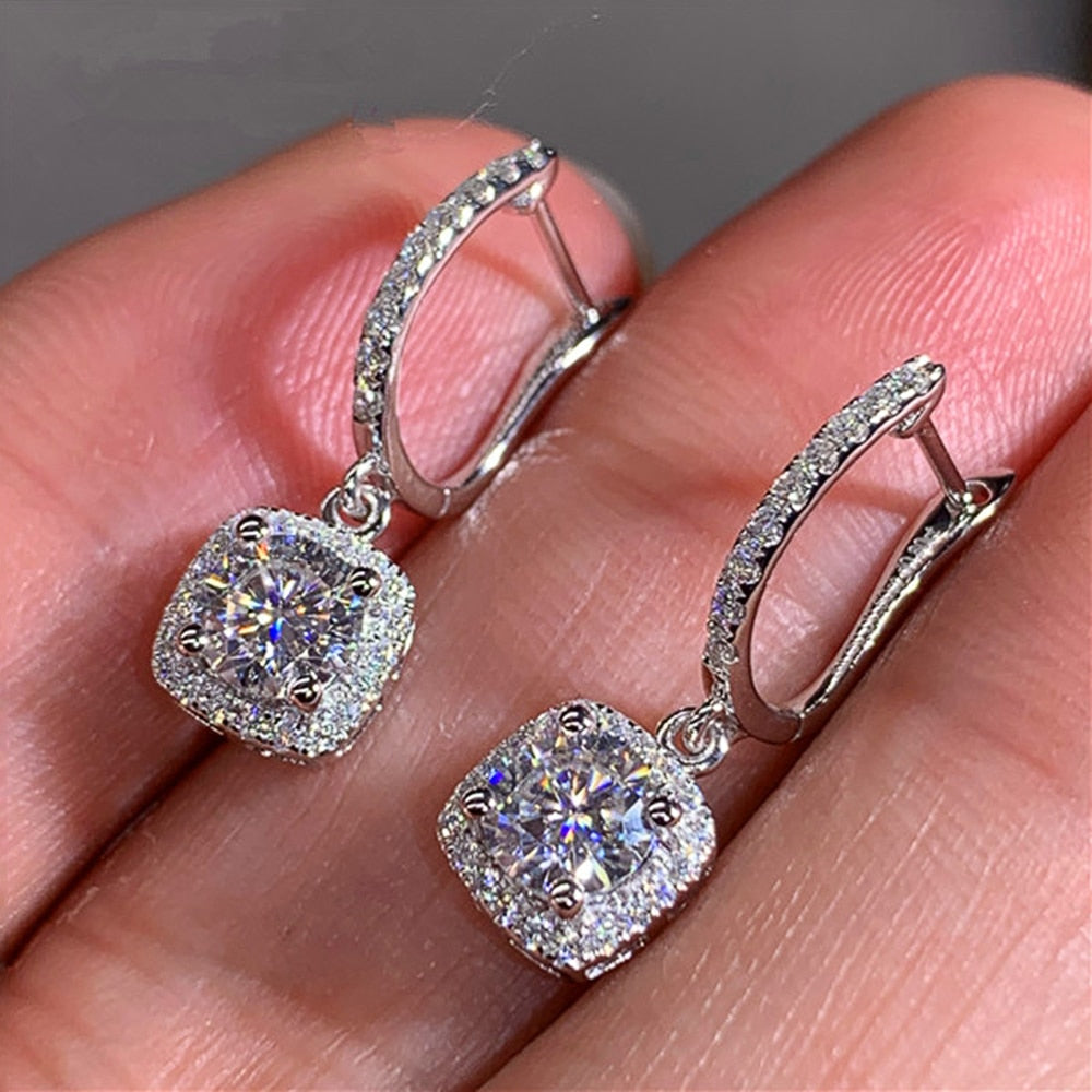 Huitan New Trendy Square Shape Drop Earrings Brilliant Bridal Engagement Wedding Jewelry Elegant Female Dangle Earring Nice Gift Vy's Authentic Shoppe