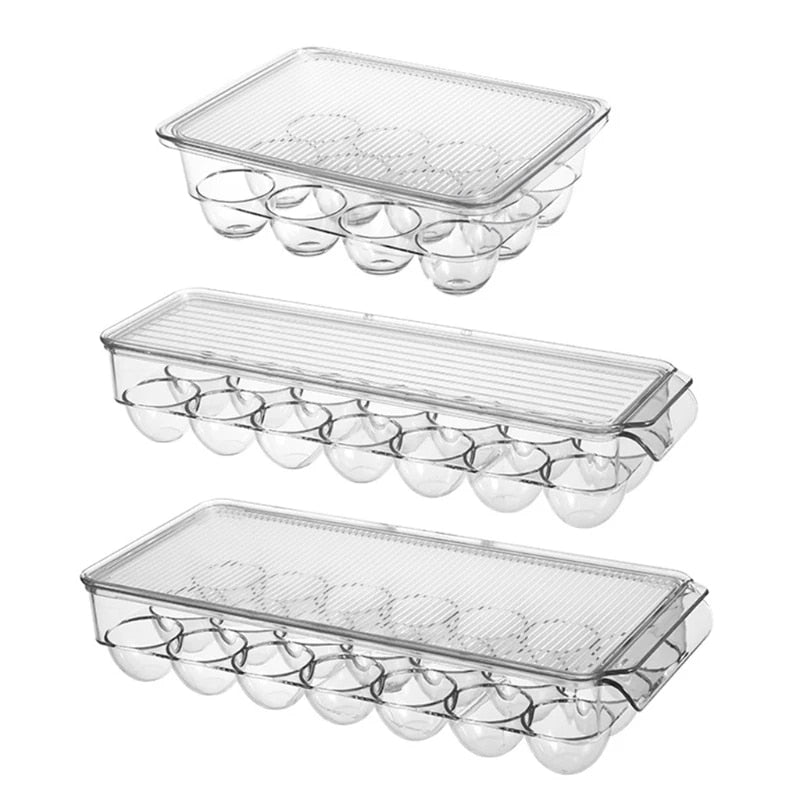 Transparent Egg Storage Box Egg Tray Containers Kitchen Refrigerator Organizer Eggs Dispenser Fresh Preservation 12/14/21 Grids Vy's Authentic Shoppe