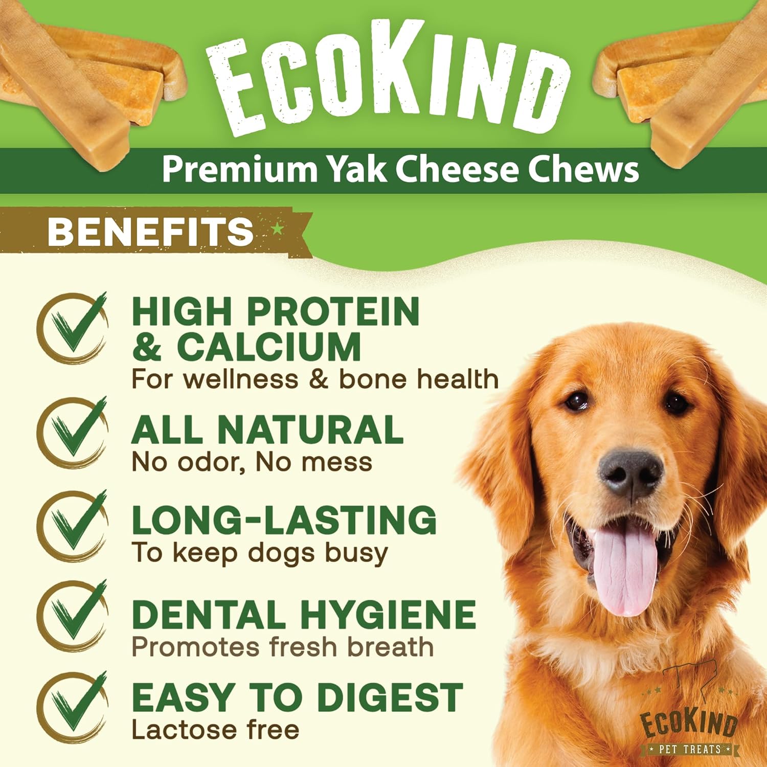 Gold Yak Chews for Small Dogs (4 - 75 sticks) DC-EcoKind Pet Treats