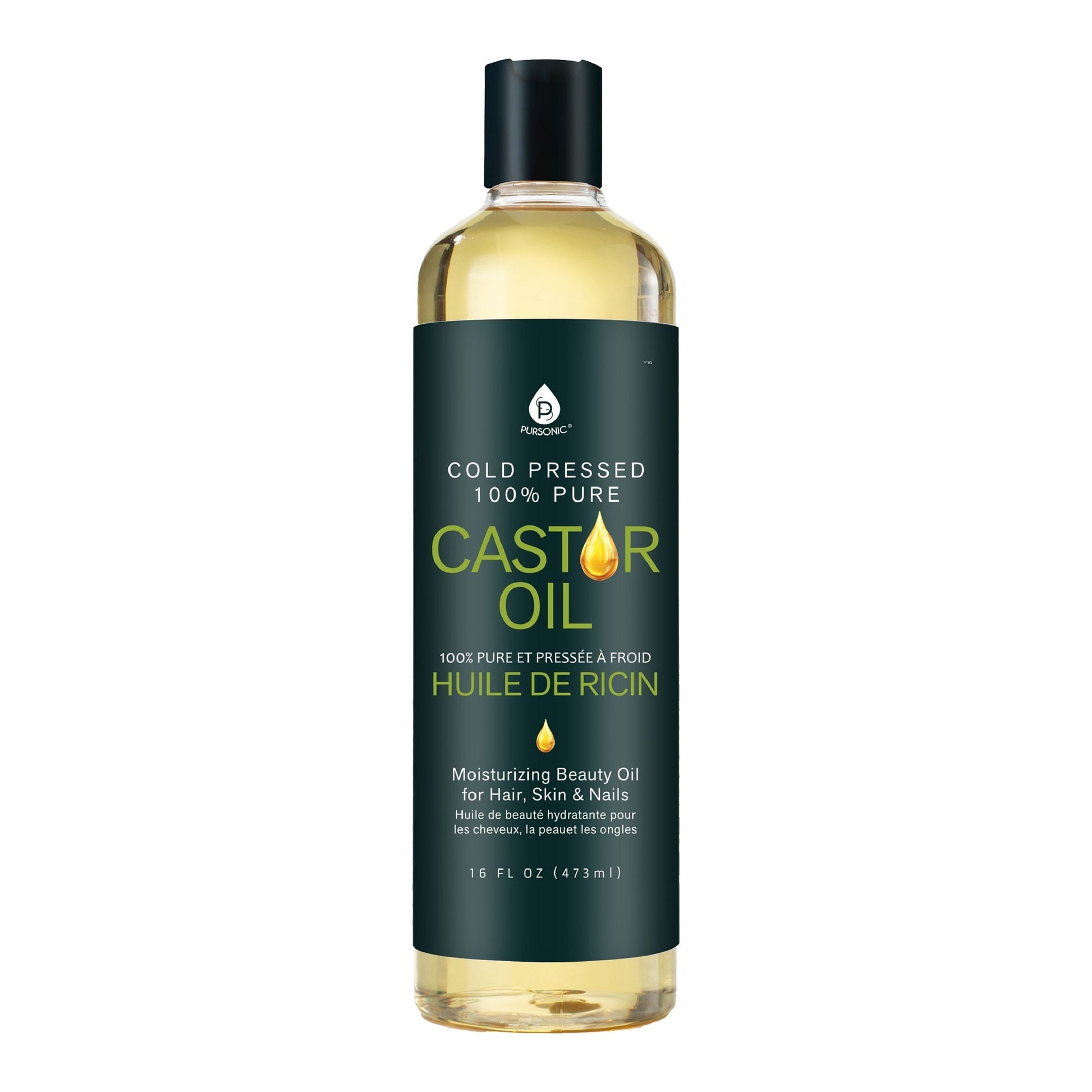 100% Pure Cold Pressed Castor Oil 16 Oz DC-PURSONIC
