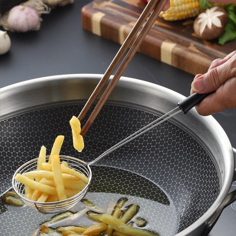 Long Handle Skimmer Stainless Steel Colander Residue Mesh Strainer Hot Pot Leak Oil Spoon Noodle Scoop Kitchen Cooking Tools Vy's Authentic Shoppe