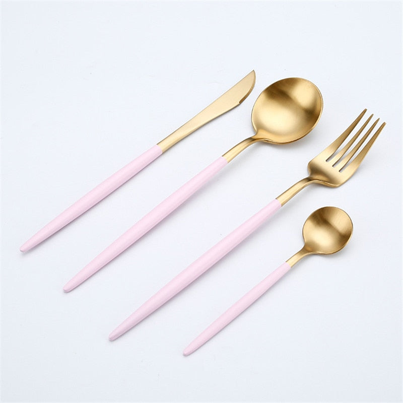 Rose Gold Tableware Set Stainless Steel Cutlery Set Western Food Tableware Luxury Fork Teaspoon Knife Cutlery Set fork spoon Vy's Authentic Shoppe