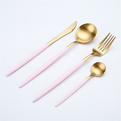 Rose Gold Tableware Set Stainless Steel Cutlery Set Western Food Tableware Luxury Fork Teaspoon Knife Cutlery Set fork spoon Vy's Authentic Shoppe