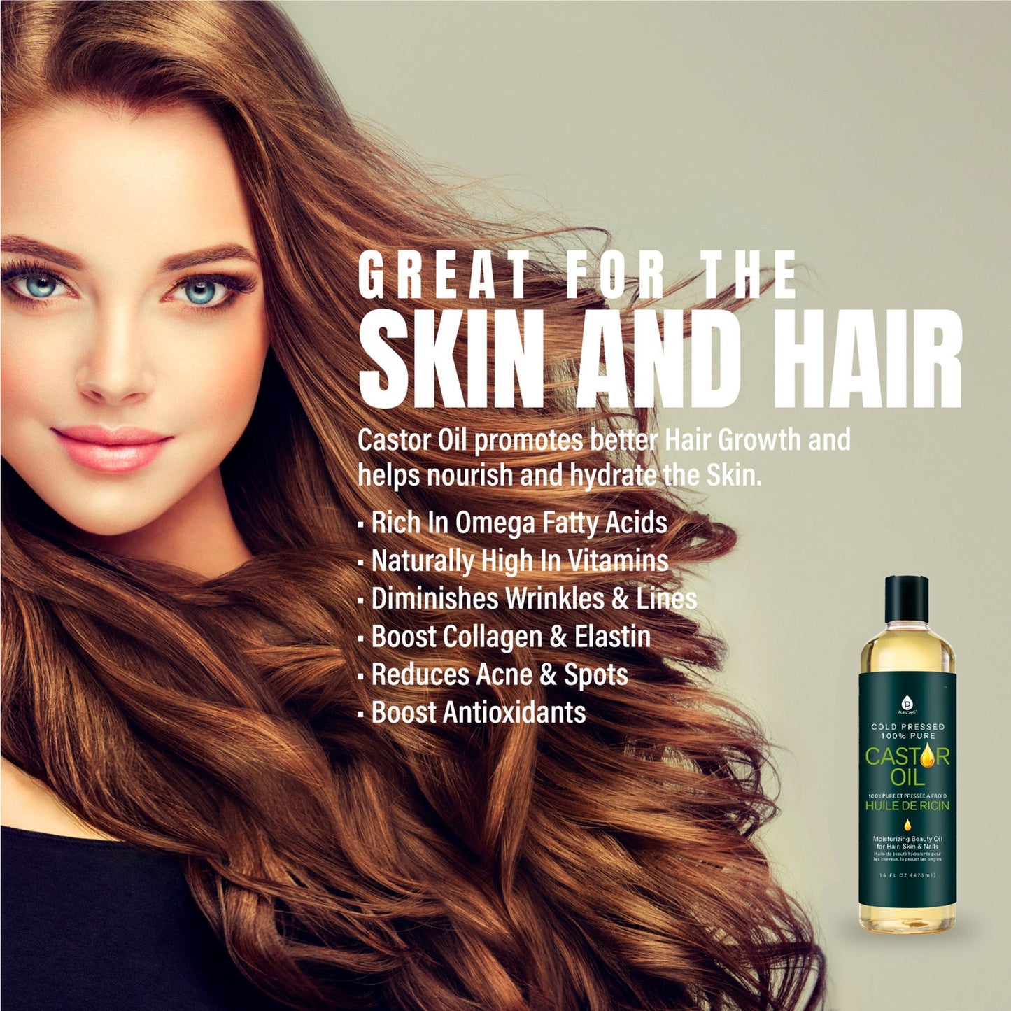 100% Pure Cold Pressed Castor Oil 16 Oz DC-PURSONIC