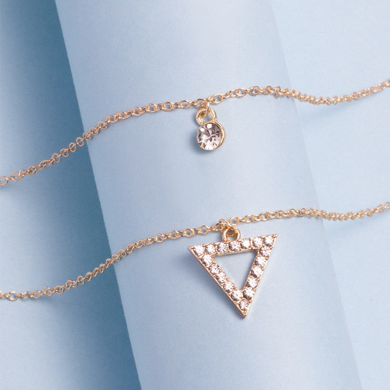 YWZIXLN Trend Elegant Jewelry Crystal Triangle Pendant Necklace Golden Color Unquie Women Fashion Necklace Wholesale N0310 Vy's Authentic Shoppe