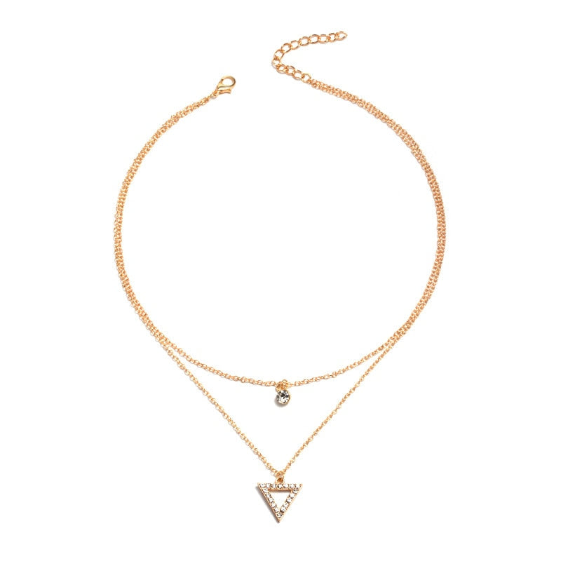 YWZIXLN Trend Elegant Jewelry Crystal Triangle Pendant Necklace Golden Color Unquie Women Fashion Necklace Wholesale N0310 Vy's Authentic Shoppe
