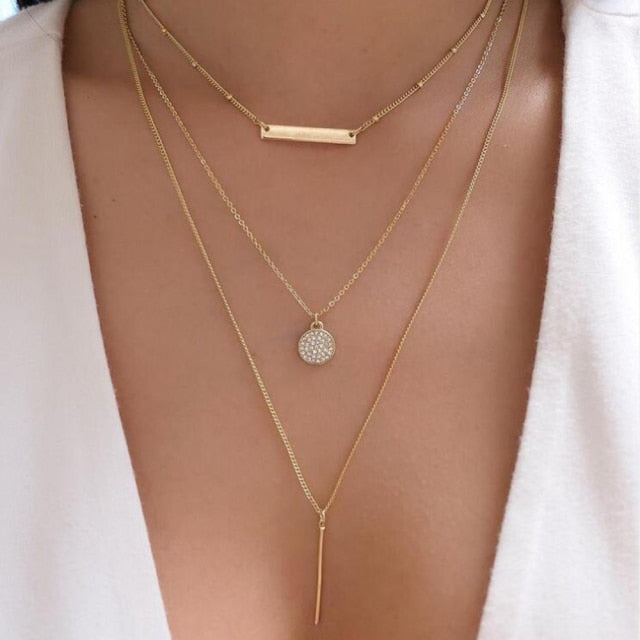 YWZIXLN Trend Elegant Jewelry Crystal Triangle Pendant Necklace Golden Color Unquie Women Fashion Necklace Wholesale N0310 Vy's Authentic Shoppe