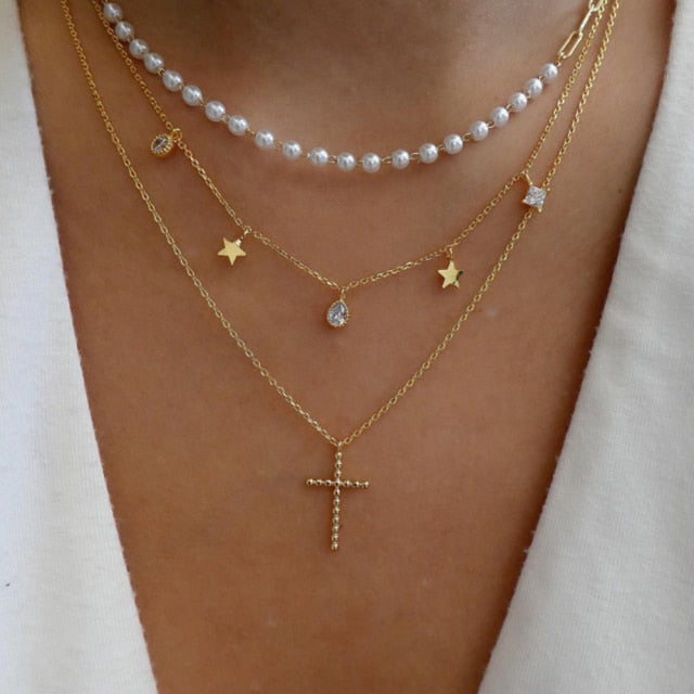 YWZIXLN Trend Elegant Jewelry Crystal Triangle Pendant Necklace Golden Color Unquie Women Fashion Necklace Wholesale N0310 Vy's Authentic Shoppe