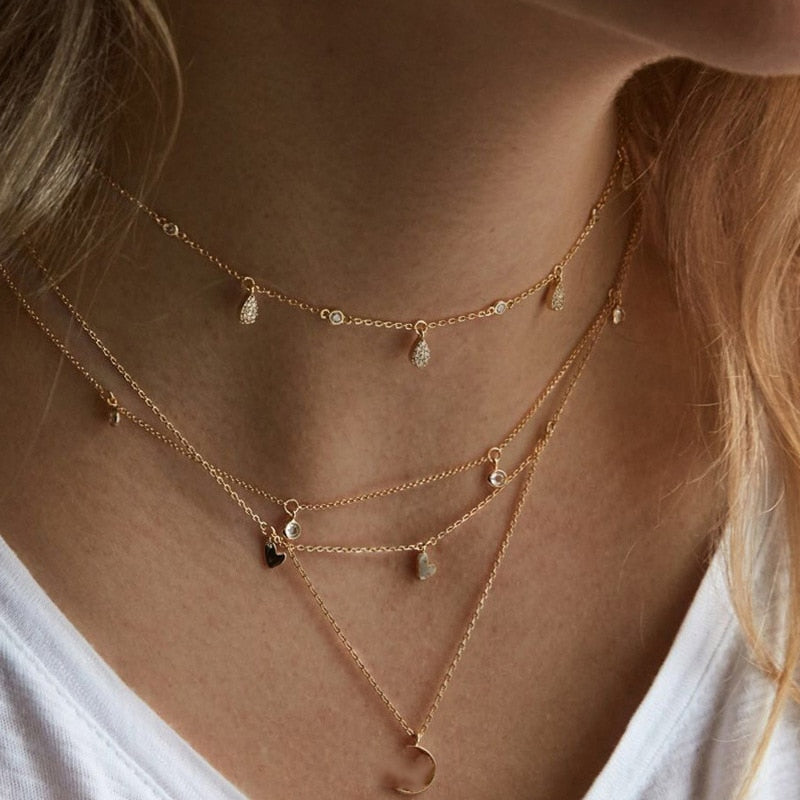YWZIXLN Trend Elegant Jewelry Crystal Triangle Pendant Necklace Golden Color Unquie Women Fashion Necklace Wholesale N0310 Vy's Authentic Shoppe