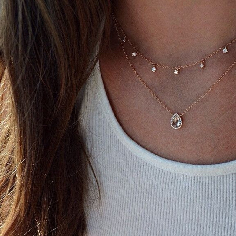YWZIXLN Trend Elegant Jewelry Crystal Triangle Pendant Necklace Golden Color Unquie Women Fashion Necklace Wholesale N0310 Vy's Authentic Shoppe