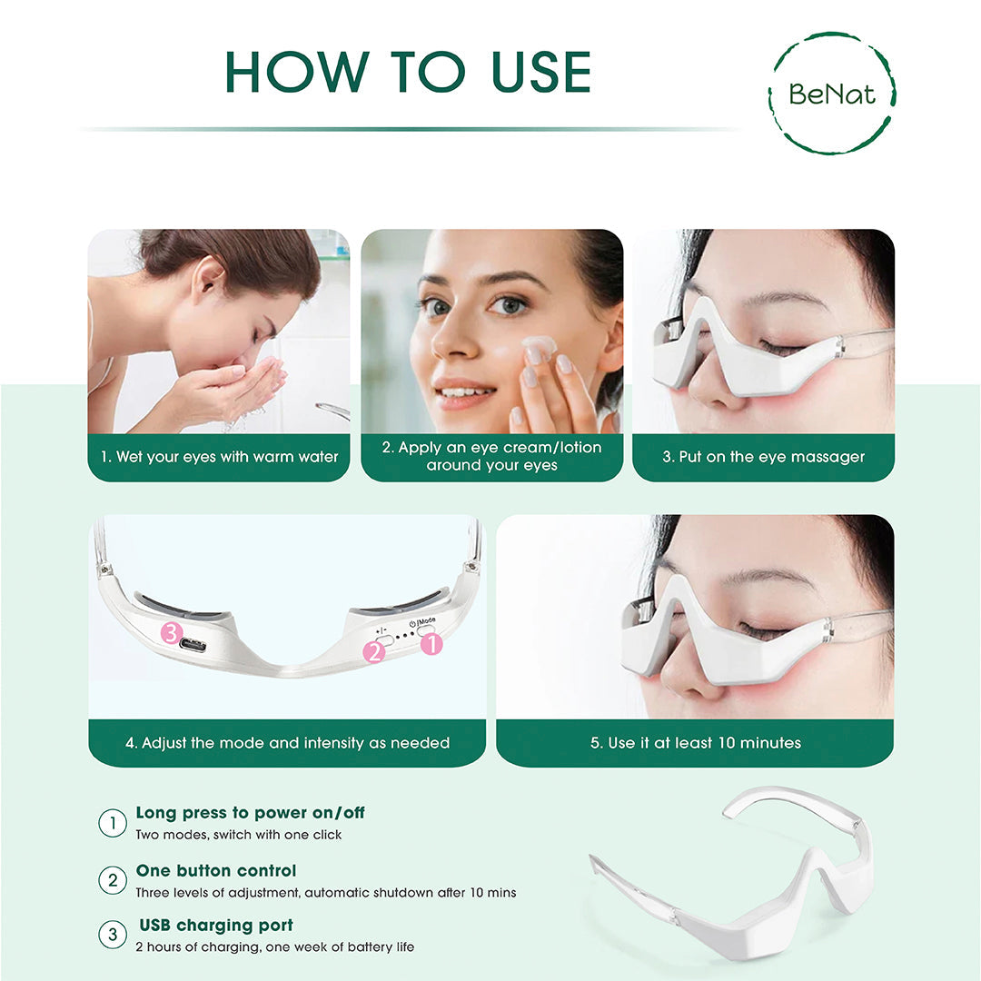 Under-Eye Red Light Therapy Skin Rejuvenation and Relaxation Massager DC-BeNat