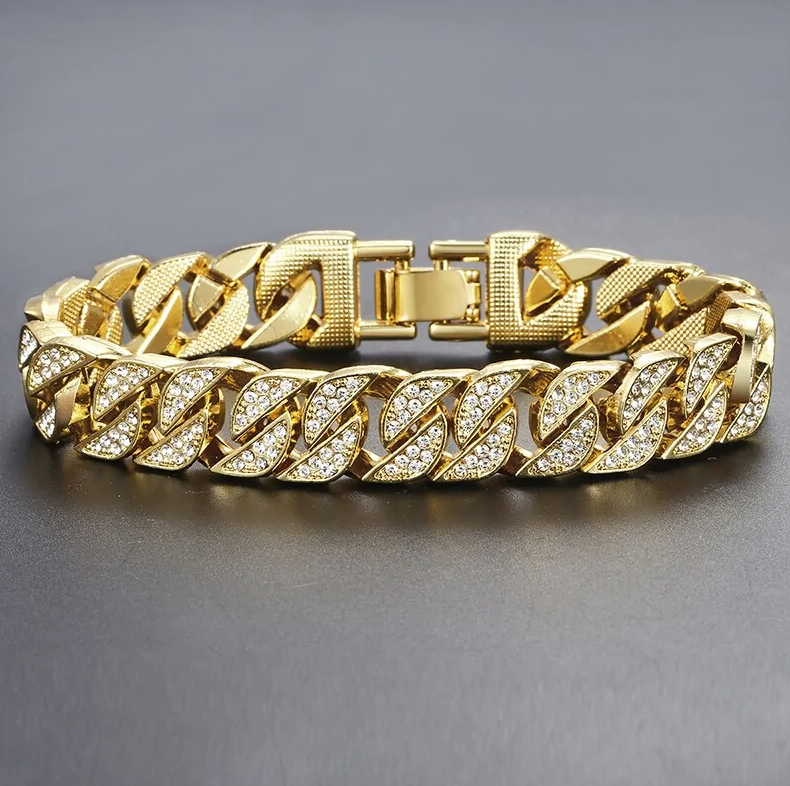 Miami Curb Cuban Chain Bracelet For Men Gold Vy's Authentic Shoppe