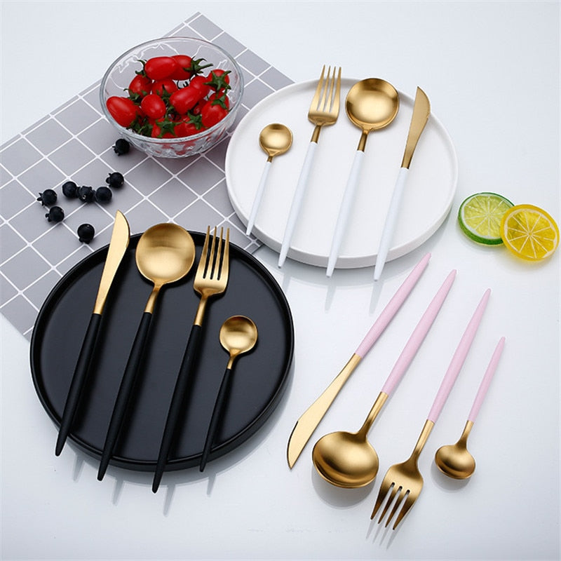 Rose Gold Tableware Set Stainless Steel Cutlery Set Western Food Tableware Luxury Fork Teaspoon Knife Cutlery Set fork spoon Vy's Authentic Shoppe